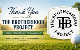 Golf-themed thank-you image featuring The Brotherhood Project logo and support for Project Trauma Support.